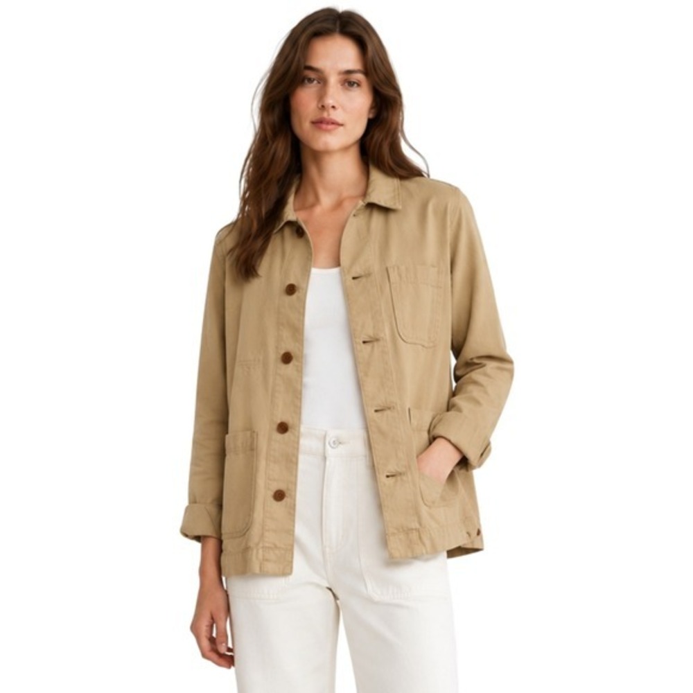 Everlane Jacket Womens XS Ochre Tan Chore Modern Utility Cotton Canvas Cinched